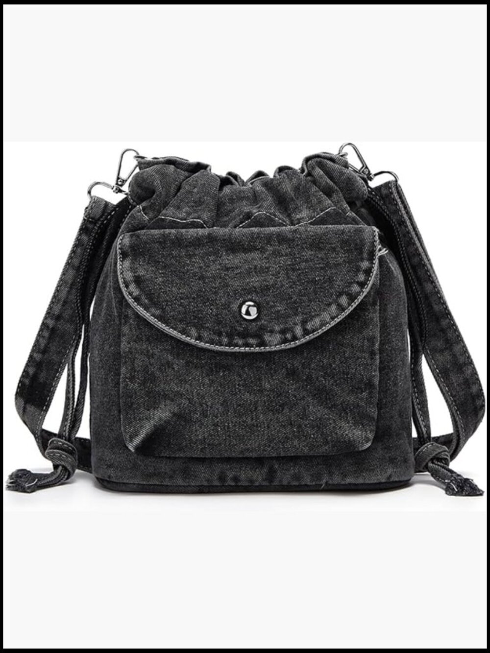 Bucket Crossbody Bag Drawstring Small Shoulder Purse Trendy Classic Denim